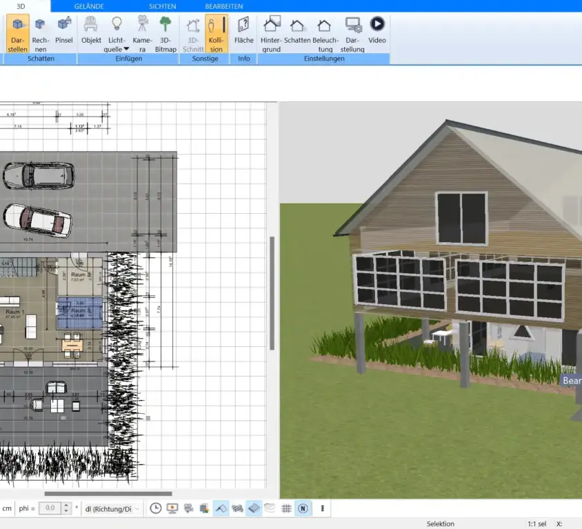 Erker-Grundriss in 2D erstellt mit dem Plan7Architekt