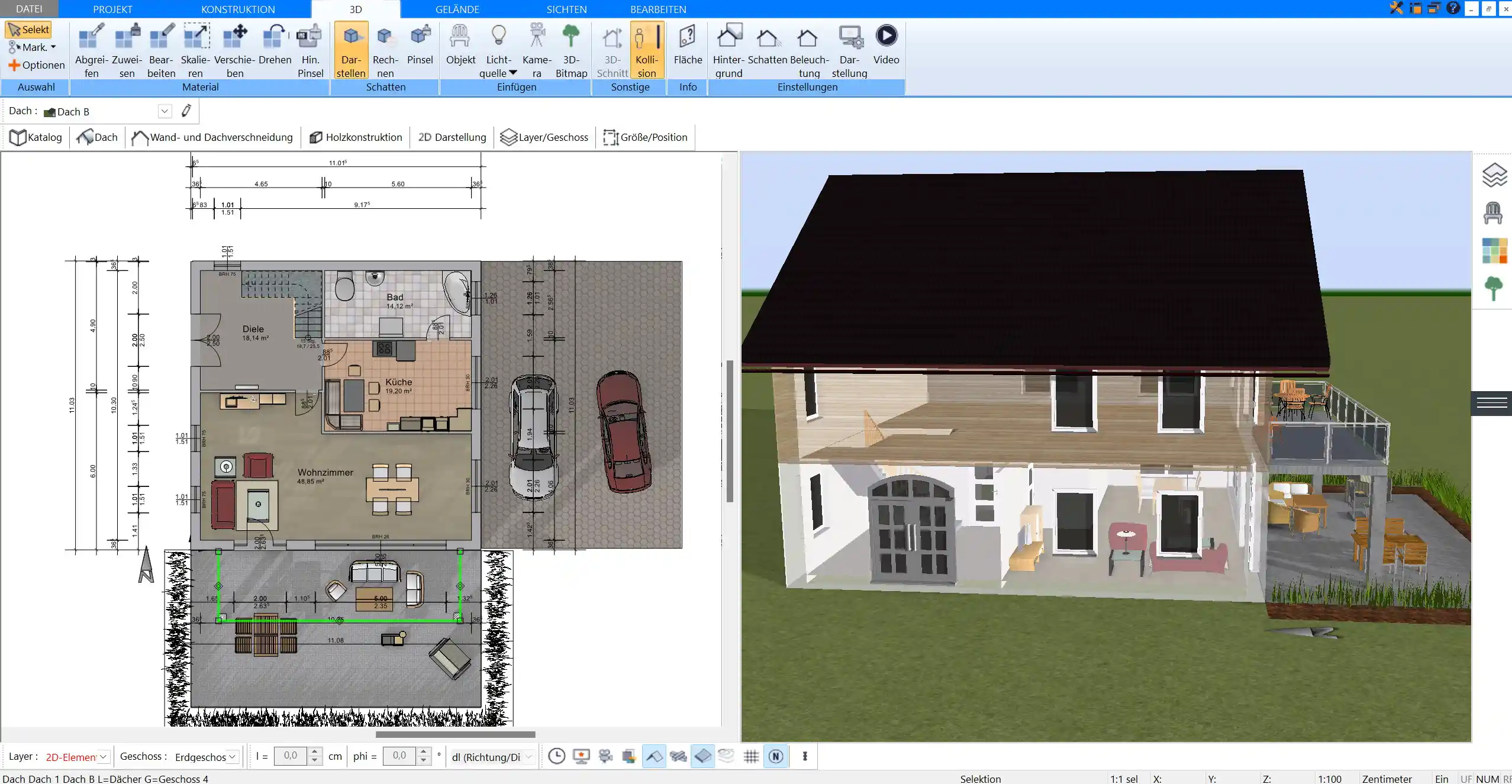 Kompletter Luxushaus-Grundriss inklusive Smart-Home-Funktionen – erstellt mit Plan7Architekt