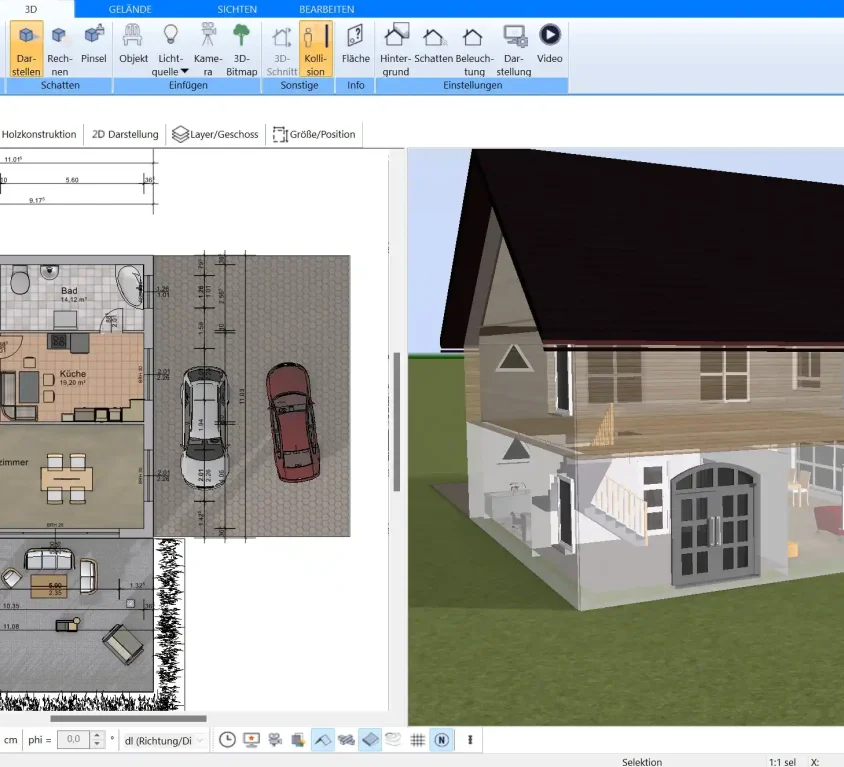 Grundriss innerhalb der erlaubten Baufläche in Plan7Architekt Pro planen
