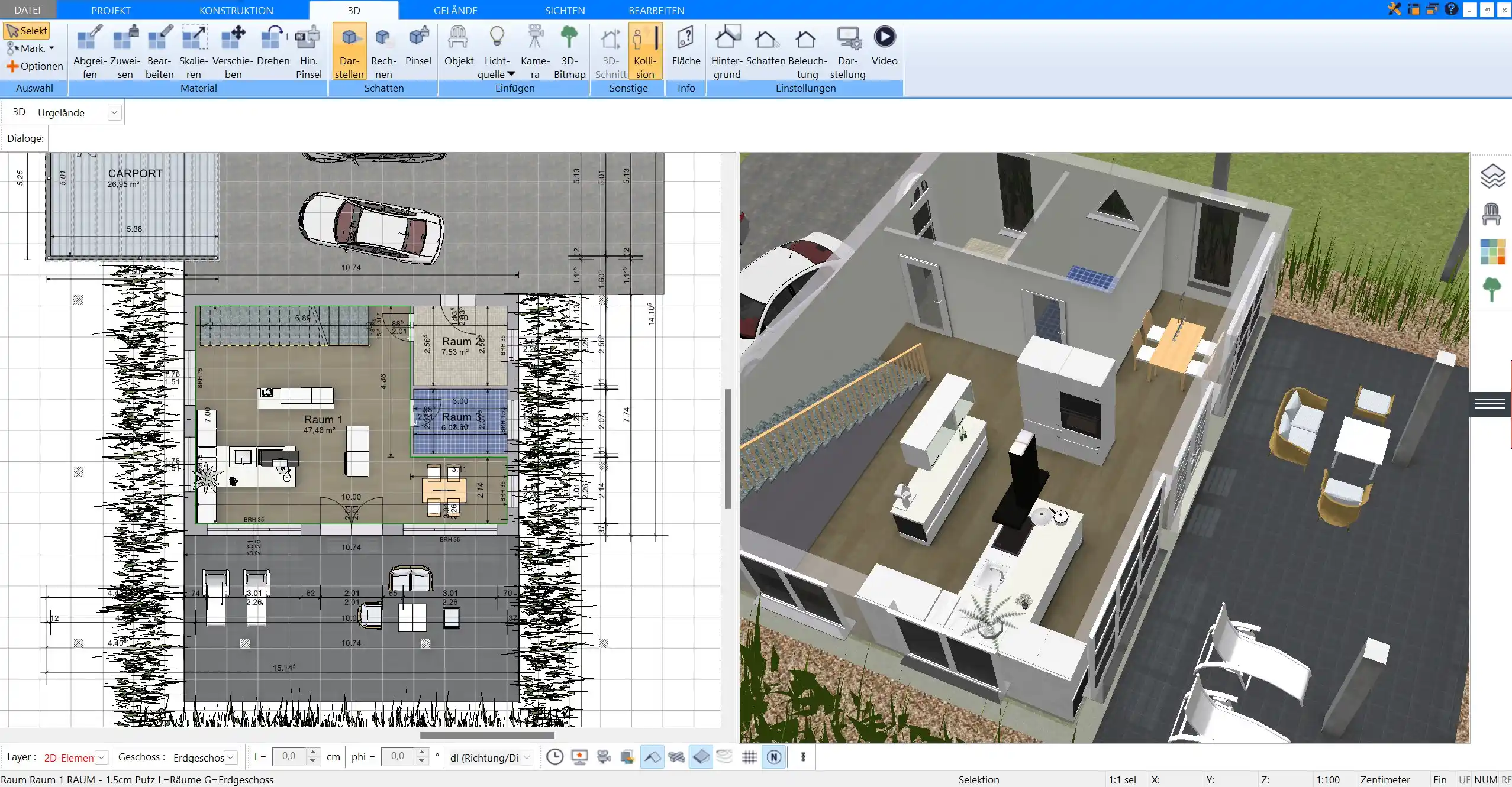 Terrasse, Garage, Einfahrt und Garten direkt in Plan7Architekt Pro mitplanen