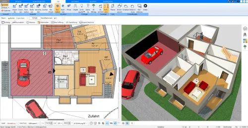 Einrichtung eines Grundrisses in 2D und 3D mit dem Plan7Architekt