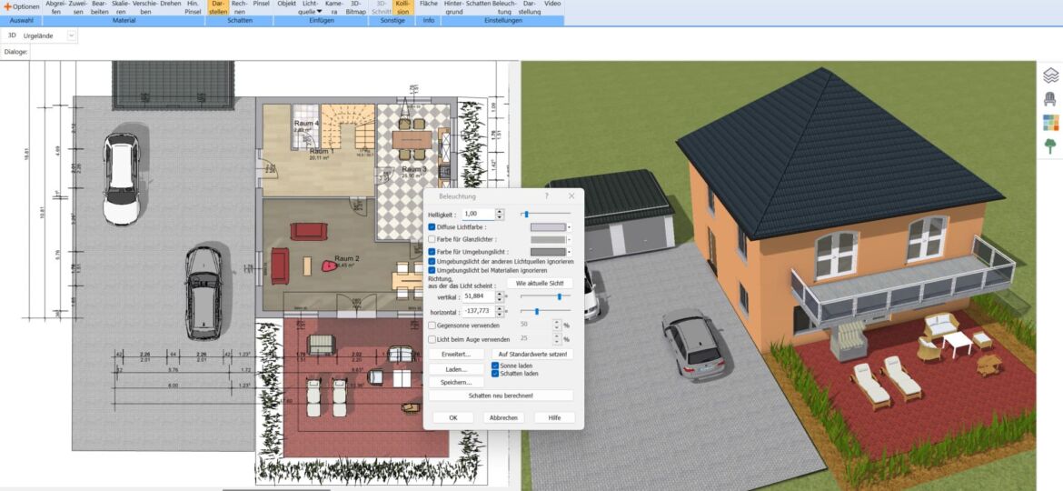 Lichtsimulation & Schattenberechnung im Plan7Architekt